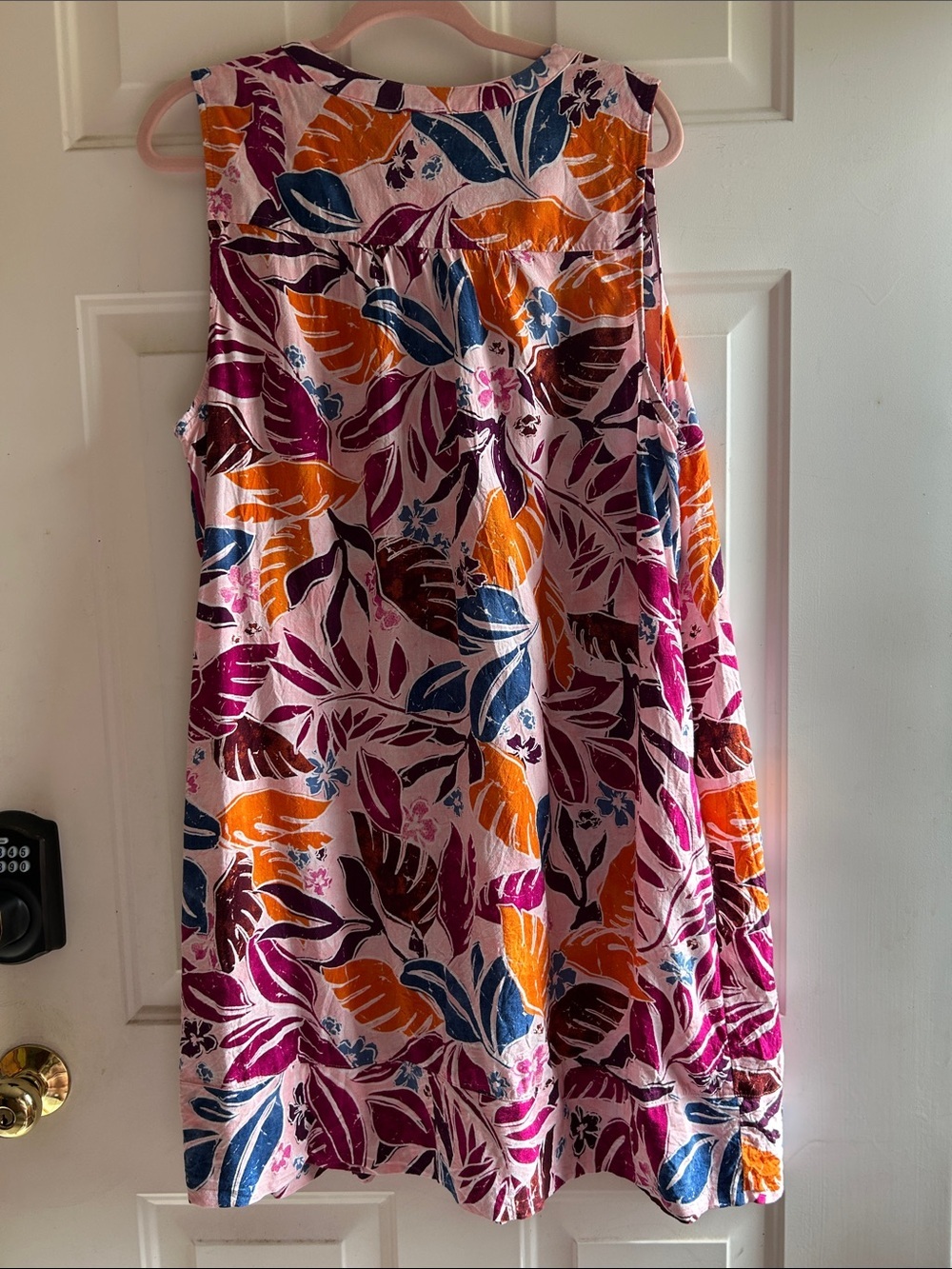 Sonoma 2X Tropical Print Sleeveless Dress Rayon Linen Blend Pockets Plus Size - Picture 9 of 15